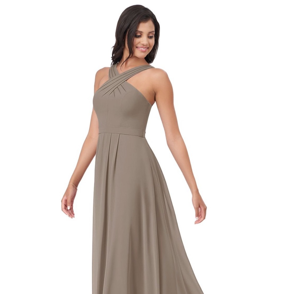 Azazie Dixie Taupe Dress - Size 18